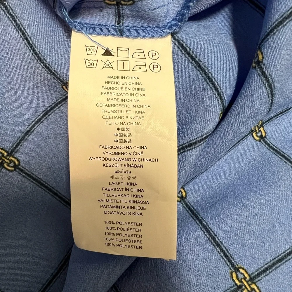 Michael Kors Blue Grid Print Zipper-Down Shirt - Picture 4 of 5